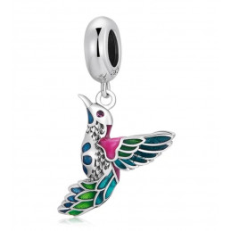 Charm pour bracelet oiseau colibri multicolore