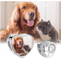 Charm bijou pour bracelet personnalisable chien chat photo