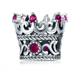 Charm pour bracelet couronne roi reine pierre violette