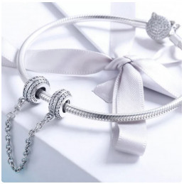 Charm double chaine pour bracelet strass diamant rond