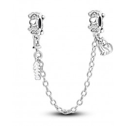 Charm double avec chaine de sécurité 5 perles anneau fleur