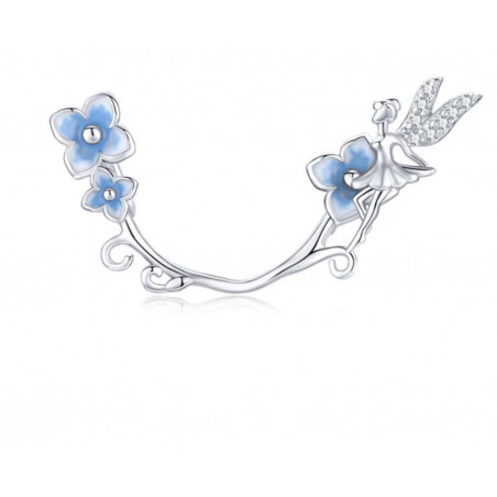 Charm bijou pour bracelet longue fleur bleu fée ange