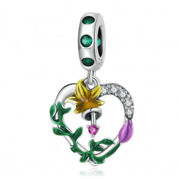 Charm bijou pour bracelet couronne fleur printemps pierre verte