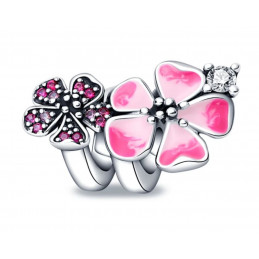Charm bijou pour bracelet fleur spirale rose