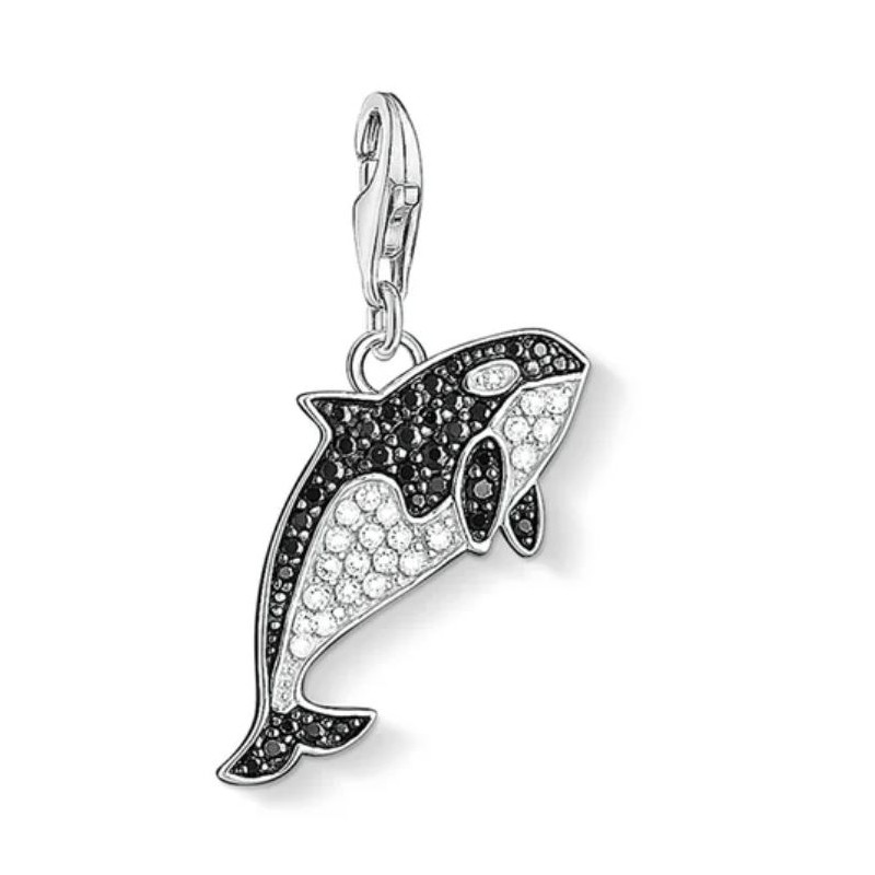 Charm compatible bracelet thomas sabo orc pierre noir blanche Charm compatible bracelet thomas sabo orc pierre noir blanche