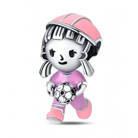 Charm pour bracelet fille footballeuse avec ballon