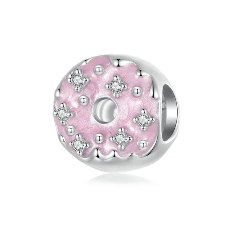 Charm pour bracelet donut a la fraise perle de sucre