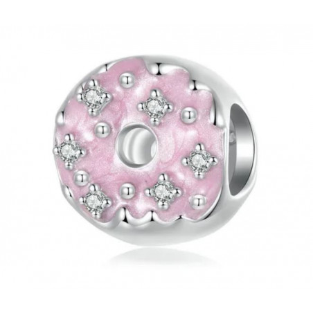 Charm pour bracelet donut a la fraise perle de sucre