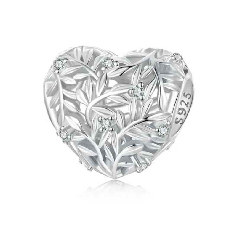 Charm pour bracelet coeur branches entrelacées Charm pour bracelet coeur branches entrelacées