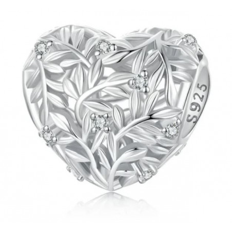 Charm pour bracelet coeur branches entrelacées