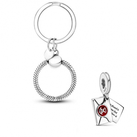Porte clé avec bijou charm lettre Poudlard