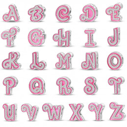 Charm pour bracelet lettre prénom initiale Barbie rose