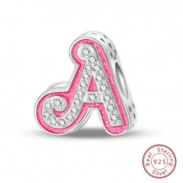 Charm pour bracelet lettre prénom initiale Barbie rose