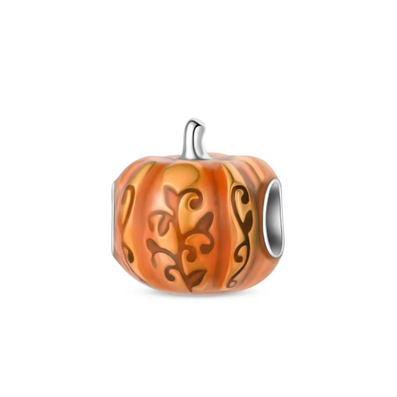 Charm pour bracelet thème automne citrouille gravée