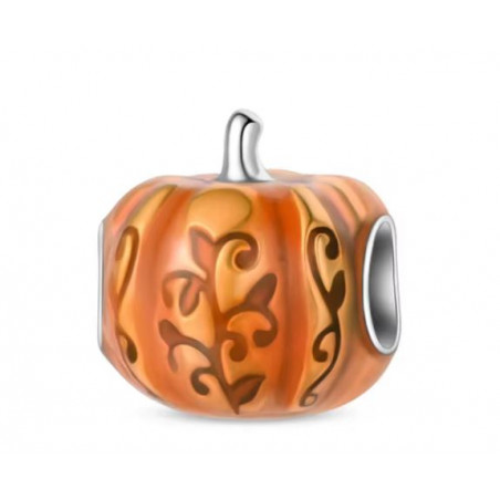 Charm pour bracelet thème automne citrouille gravée