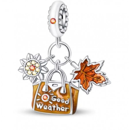 Charm pour bracelet automne feuille sac soleil