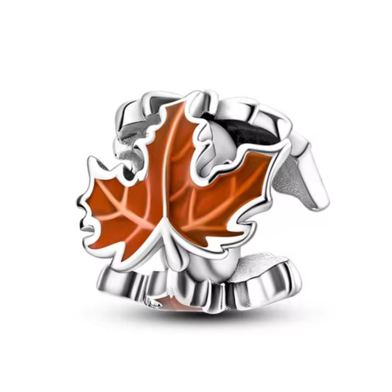Charm pour bracelet automne feuilles d'érable enroulées