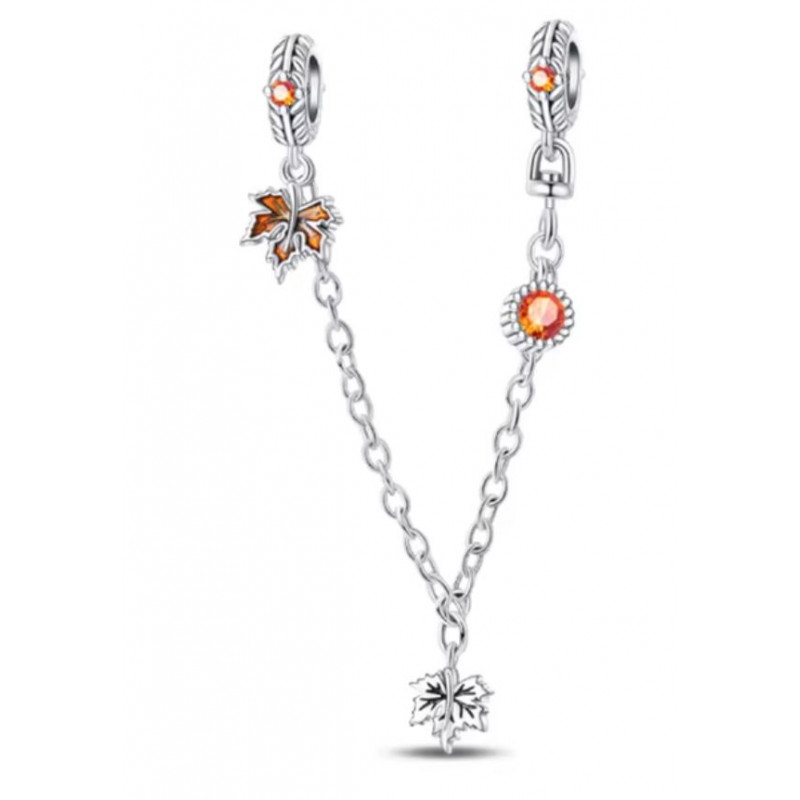Charm pour bracelet automne chaine feuille ambre