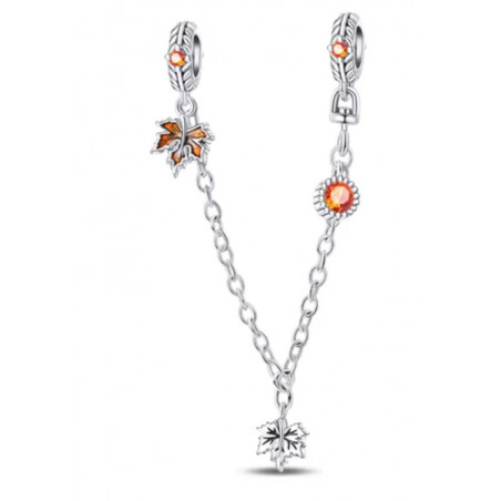 Charm pour bracelet automne chaine feuille ambre