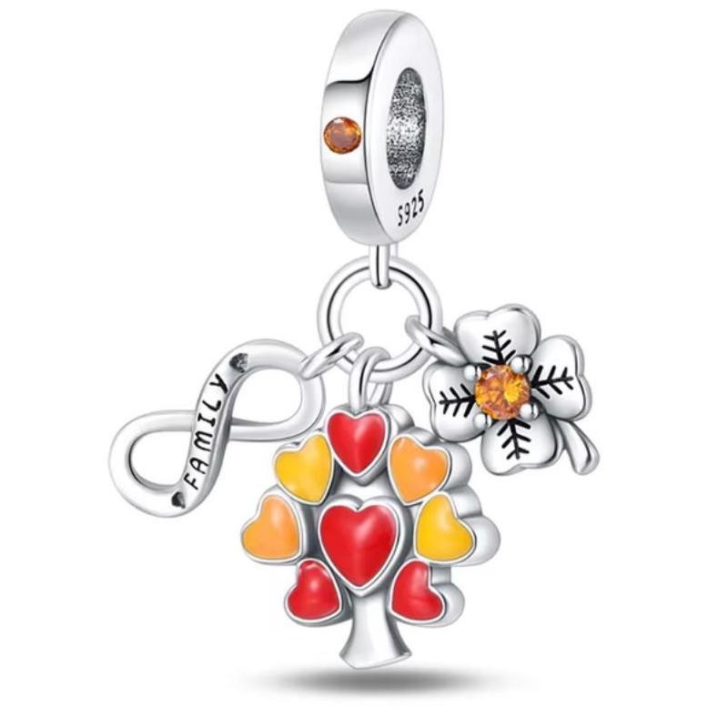 Charm pour bracelet automne arbre de coeur famille