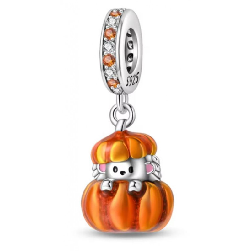 Charm pour bracelet automne hérisson dans citrouille