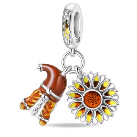 Charm pour bracelet automne tournesol bonnet lutin