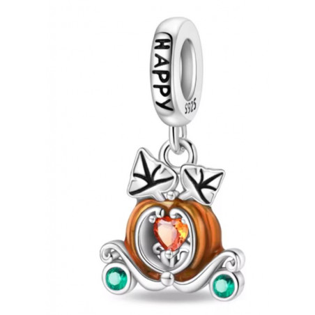 Charm pour bracelet automne citrouille carrosse coeur