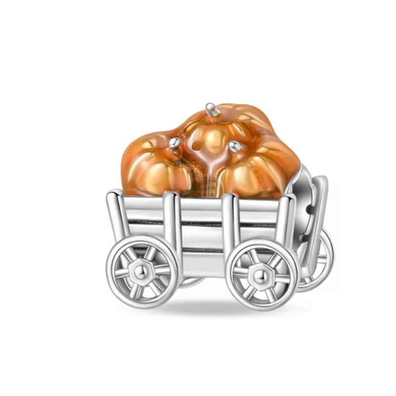 Charm pour bracelet automne chariot de citrouille