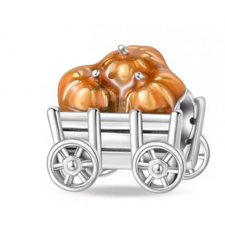 Charm pour bracelet automne chariot de citrouille