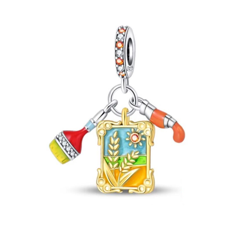 Charm pour bracelet automne tableau peinture pinceau Charm pour bracelet automne tableau peinture pinceau