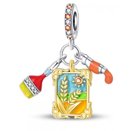 Charm pour bracelet automne tableau peinture pinceau