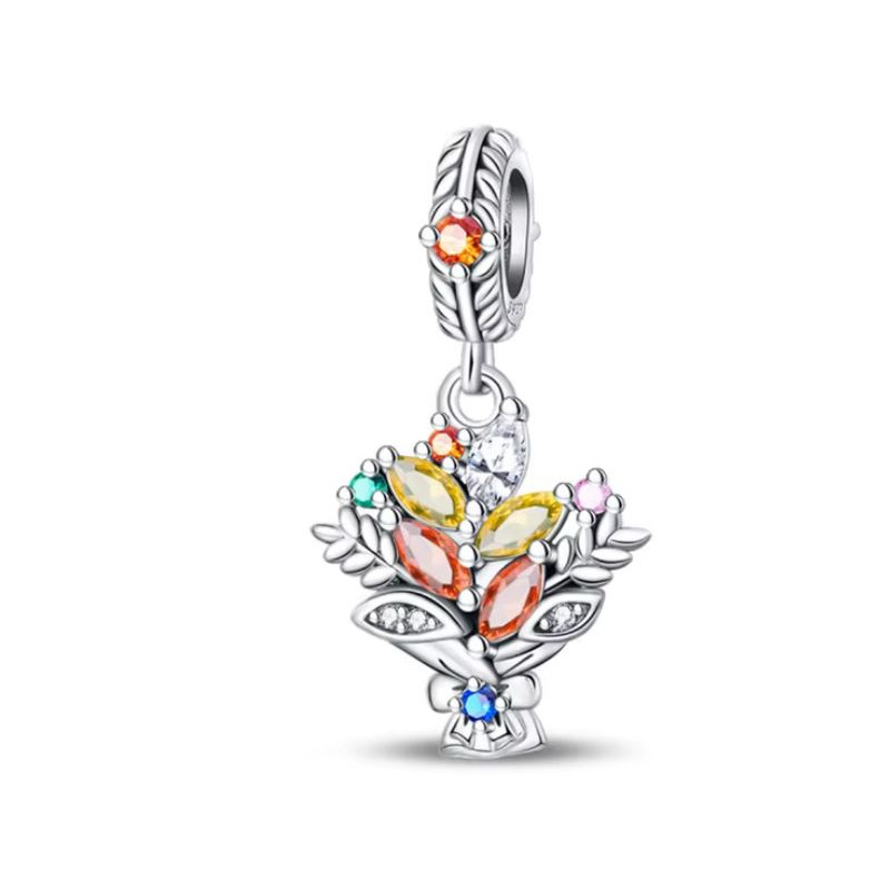 Charm pour bracelet bouquet de fleurs d'automne
