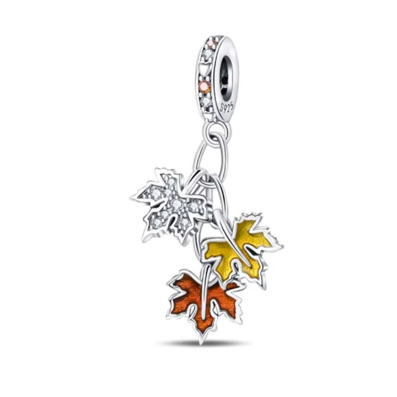 Charm pour bracelet automne trois feuilles d'érable