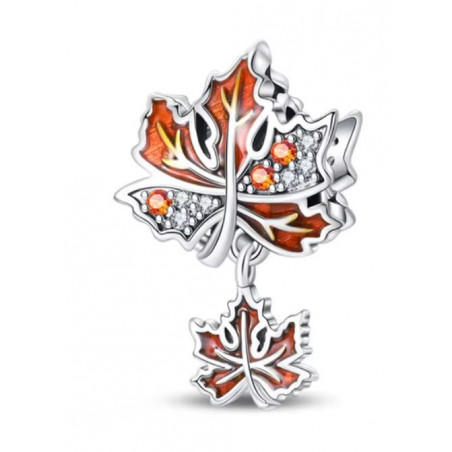 Charm pour bracelet automne feuille érable pierre ambre