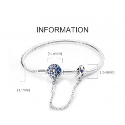bracelet pour charm ciel étoile bleu avec chaine