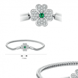 Bracelet pour charm trèfle chance pierre verte