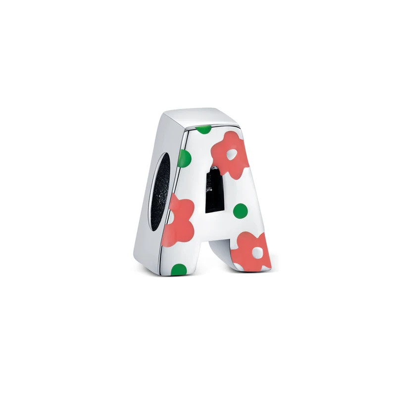 Charm lettre alphabet prénom fleurs colorées pour bracelet Charm lettre alphabet prénom fleurs colorées pour bracelet