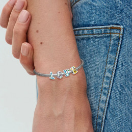 Charm lettre alphabet prénom fleurs colorées pour bracelet
