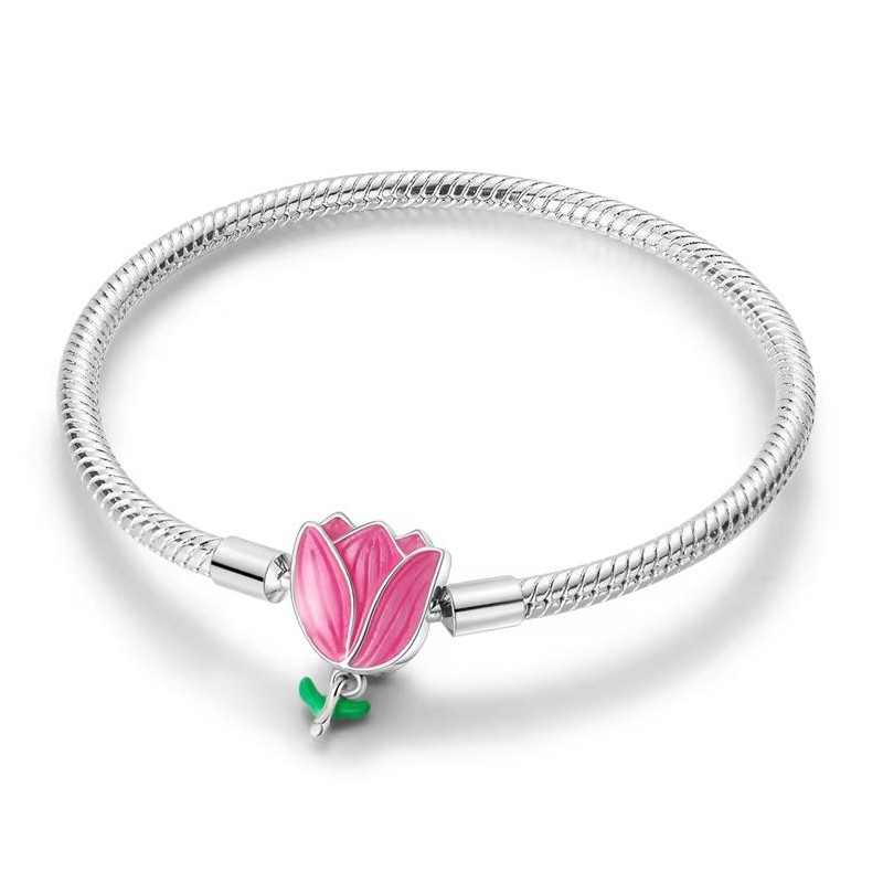 bracelet fleur tulipe rose pour charm bracelet fleur tulipe rose pour charm