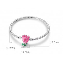bracelet fleur tulipe rose pour charm