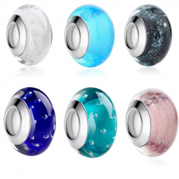 lot de deux charms verre murano pour bracelet collection couleur