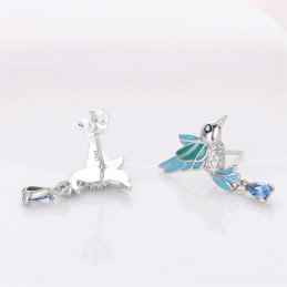 boucles d'oreilles oiseaux colibri pierre bleu