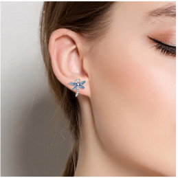 boucles d'oreilles libellule aile bleu
