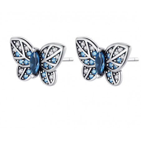 boucles d'oreilles papillon pierre bleu