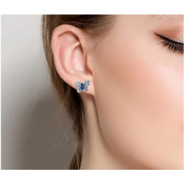 boucles d'oreilles papillon pierre bleu