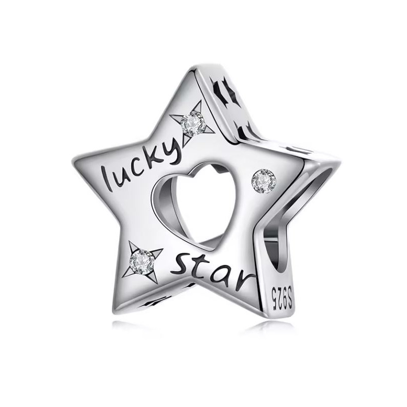 Charm pour bracelet coeur étoile de la chance