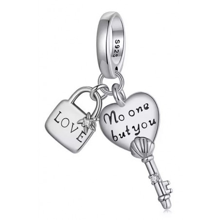 Charm pour bracelet clef coeur cadena je n'aime que toi