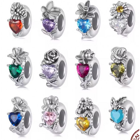 Charm pour bracelet collection séparateur fleur pierre coloré
