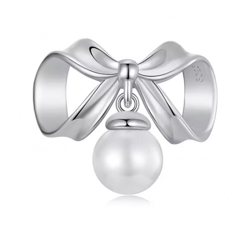 Charm pour bracelet noeud infini perle blanche Charm pour bracelet noeud infini perle blanche