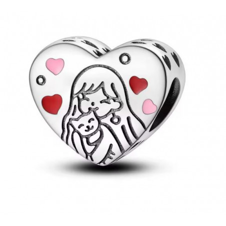 Charm pour bracelet j'aime mon chat